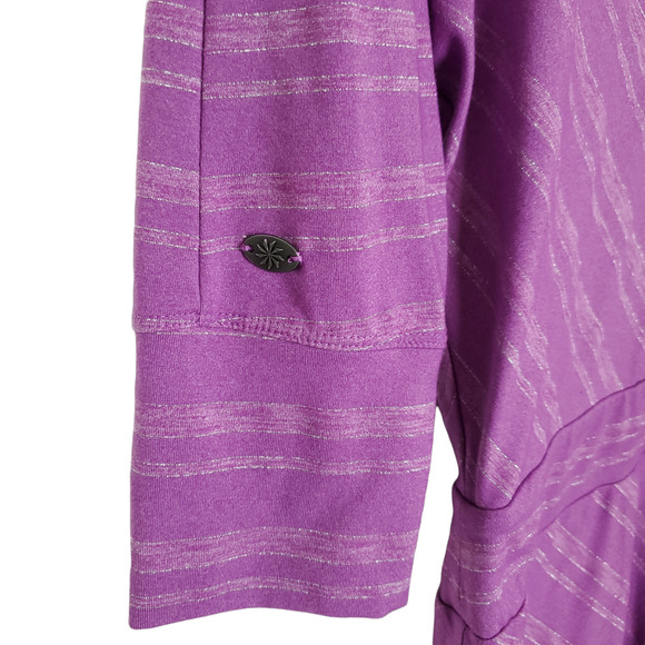 Athleta Sparklelust Stripe Dress S Purple Metallic Drop Waist Dolman - Picture 6 of 10